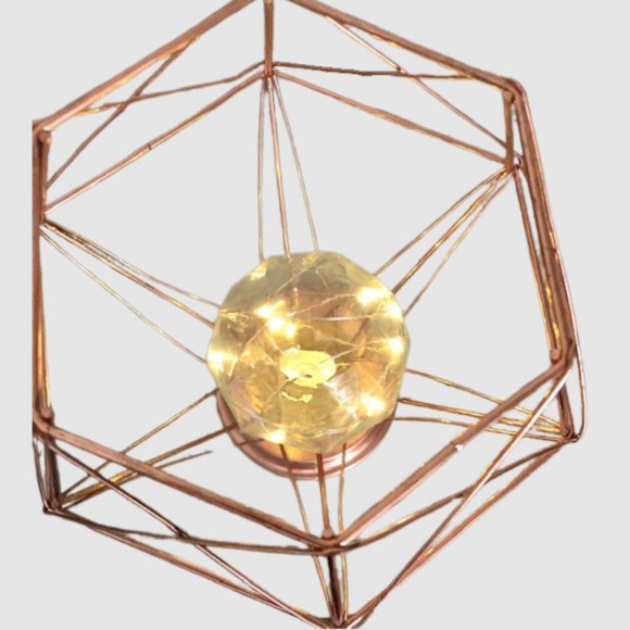 Rustic Rose Gold Geometric Shape Table Top Light - Picture 4 of 8